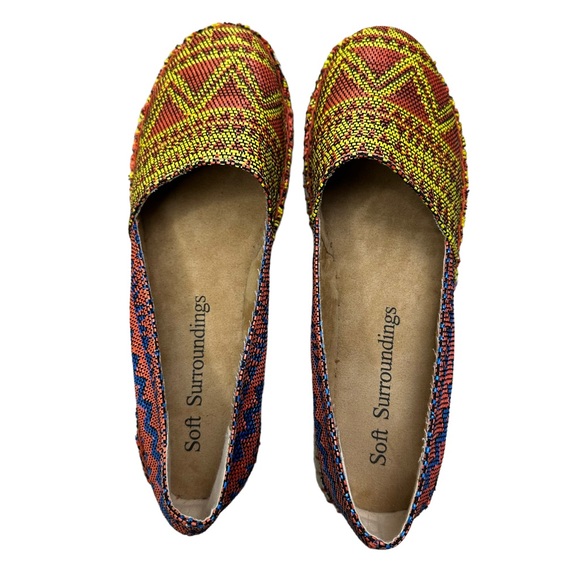 Soft Surroundings Nissa Espadrille Metallic Woven Tribal Print Slip On Shoes 7 - Picture 10 of 14